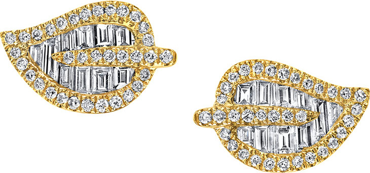 Anita Ko 18k Gold Small Diamond Leaf Earrings