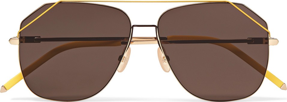 Fendi Aviator-Style Gold-Tone Sunglasses