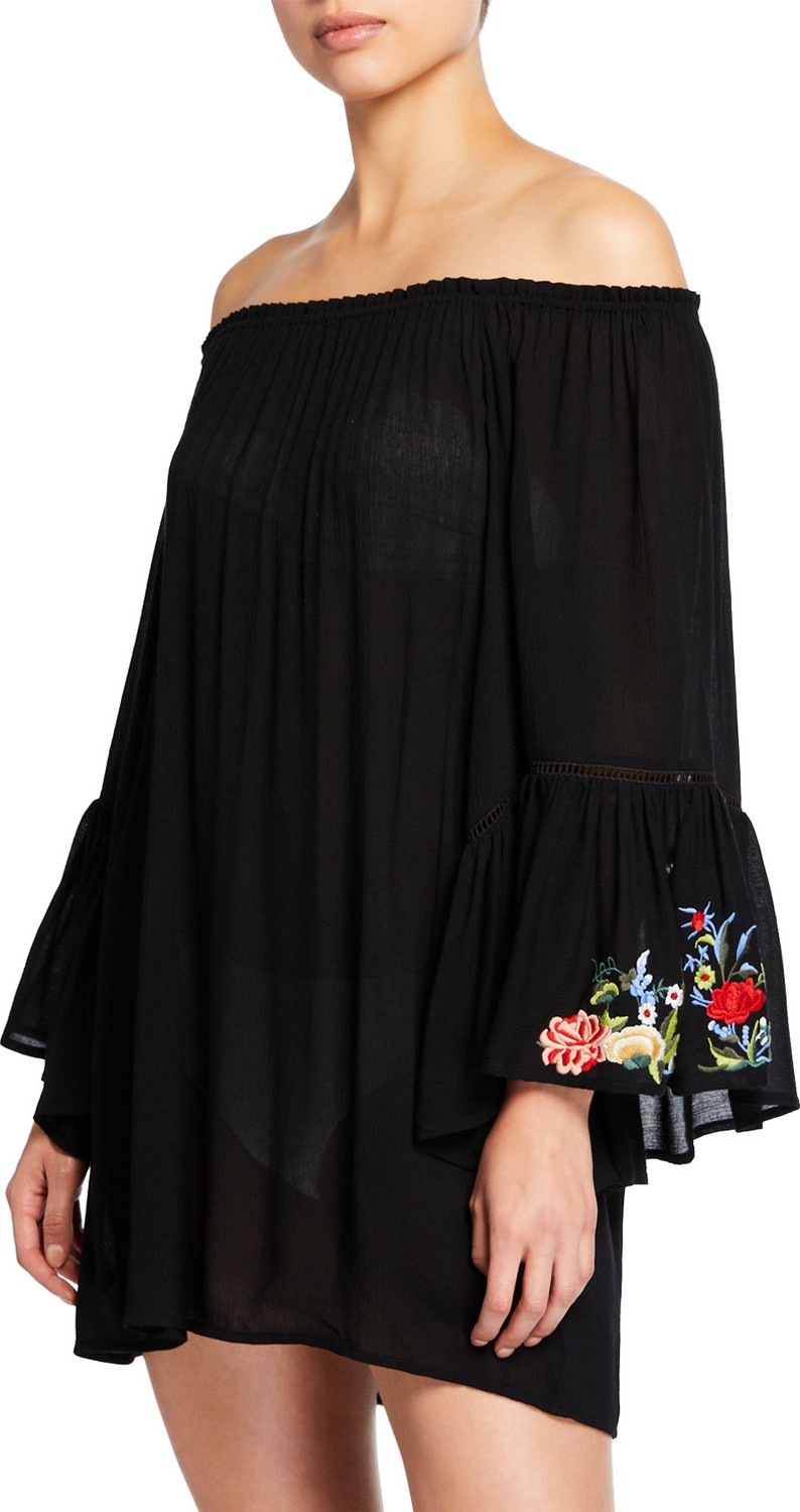 Johnny Was Casey Bell-Sleeve Tunic Coverup, Plus Size