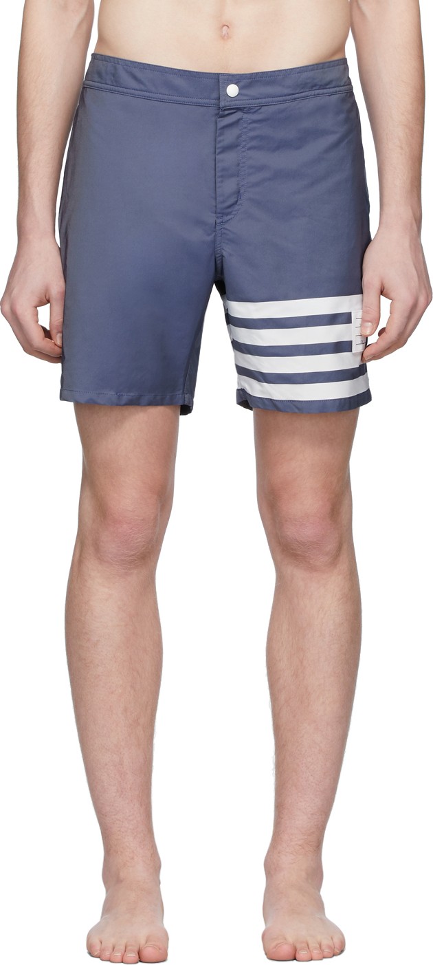 Thom Browne Navy 4-Bar Tech Swim Shorts