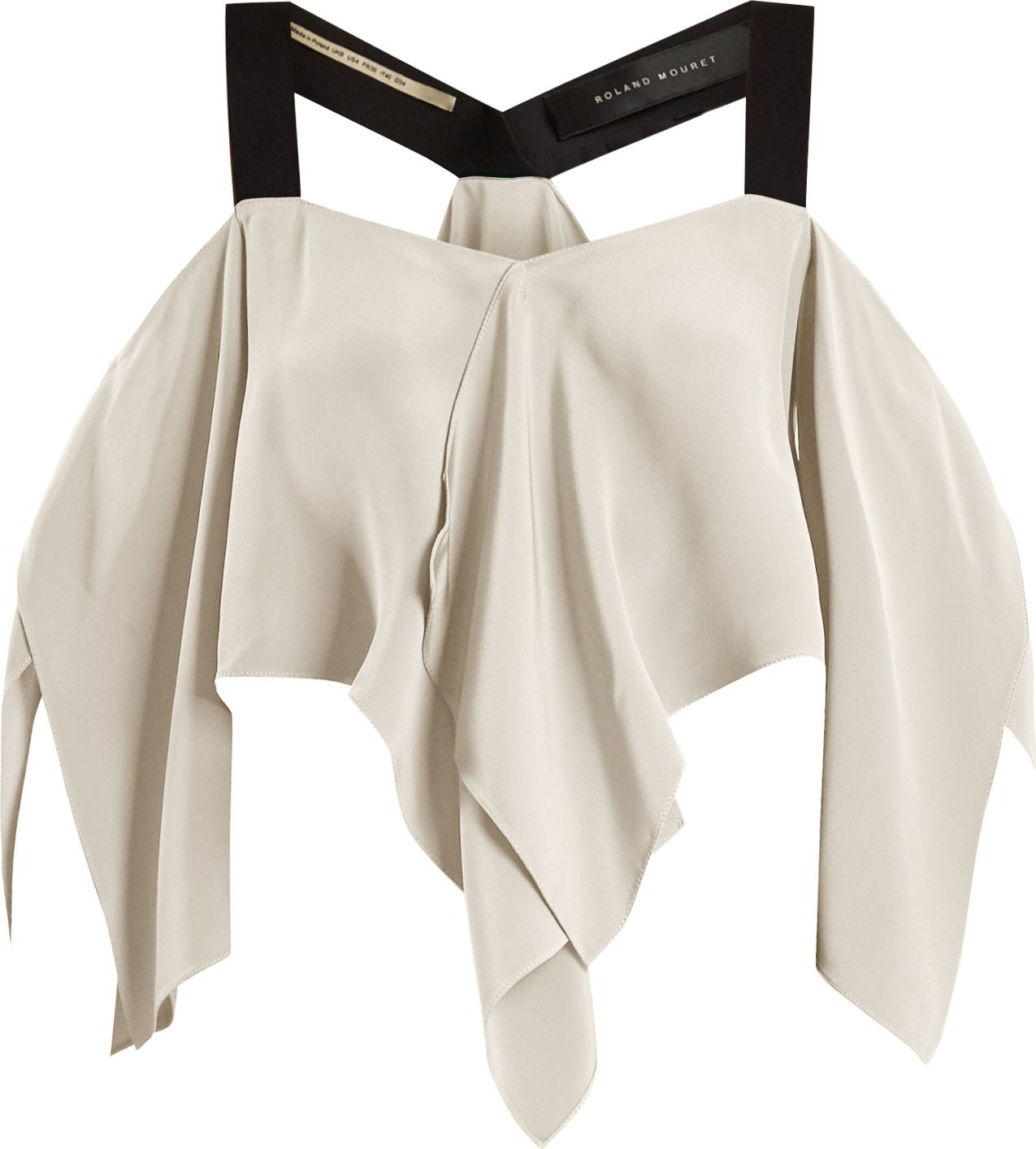 Roland Mouret Bach off-the-shoulder draped silk crepe top