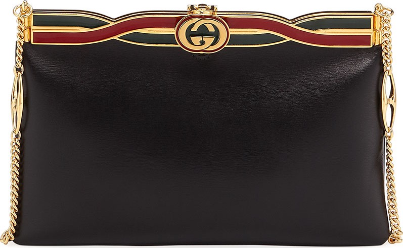 Gucci Broadway Evening Palm Lux Leather Clutch Bag