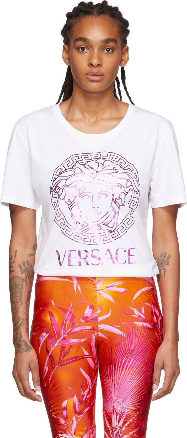 Versace White Metallic Medusa T-Shirt