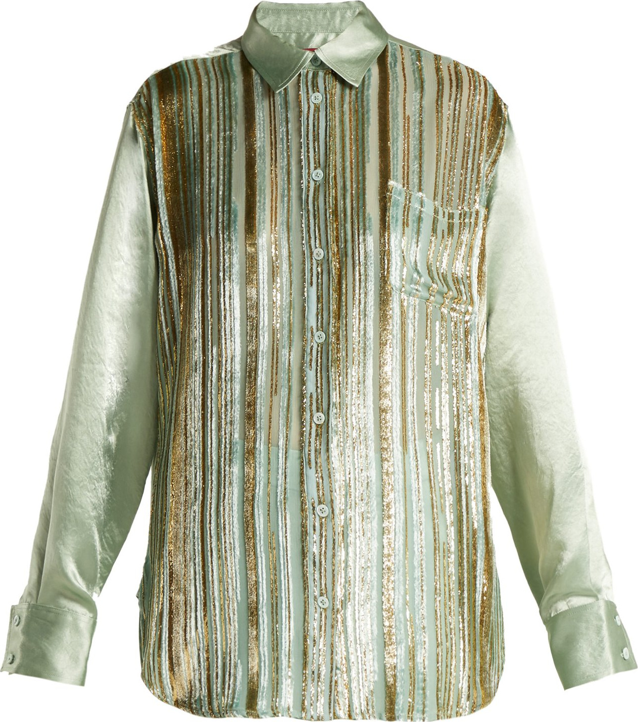 Sies Marjan Sander velvet-stripe silk-blend shirt