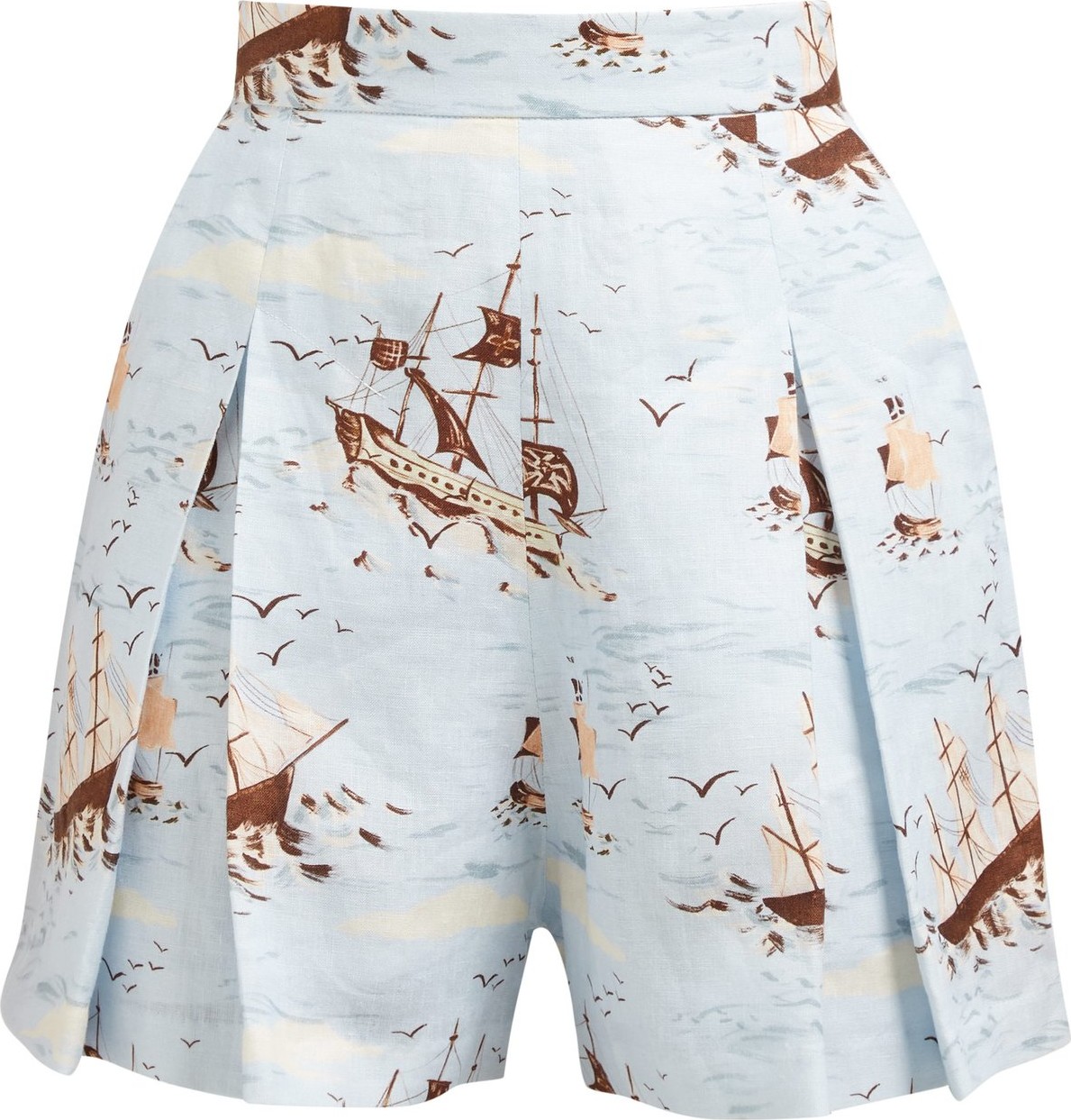 Emilia Wickstead Leslie ship-print high-rise poplin shorts