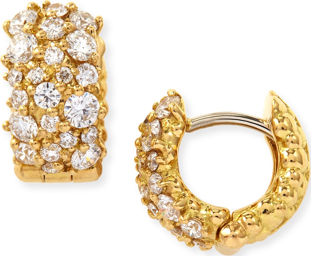 Paul Morelli Small White Diamond Confetti Hoop Earrings