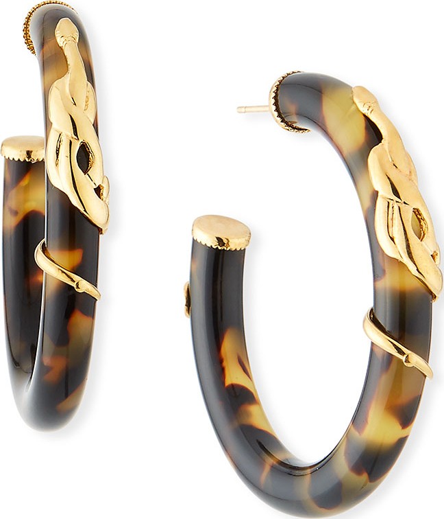 GAS Bijoux Cobra Acetate Hoop Earrings, Tortoise