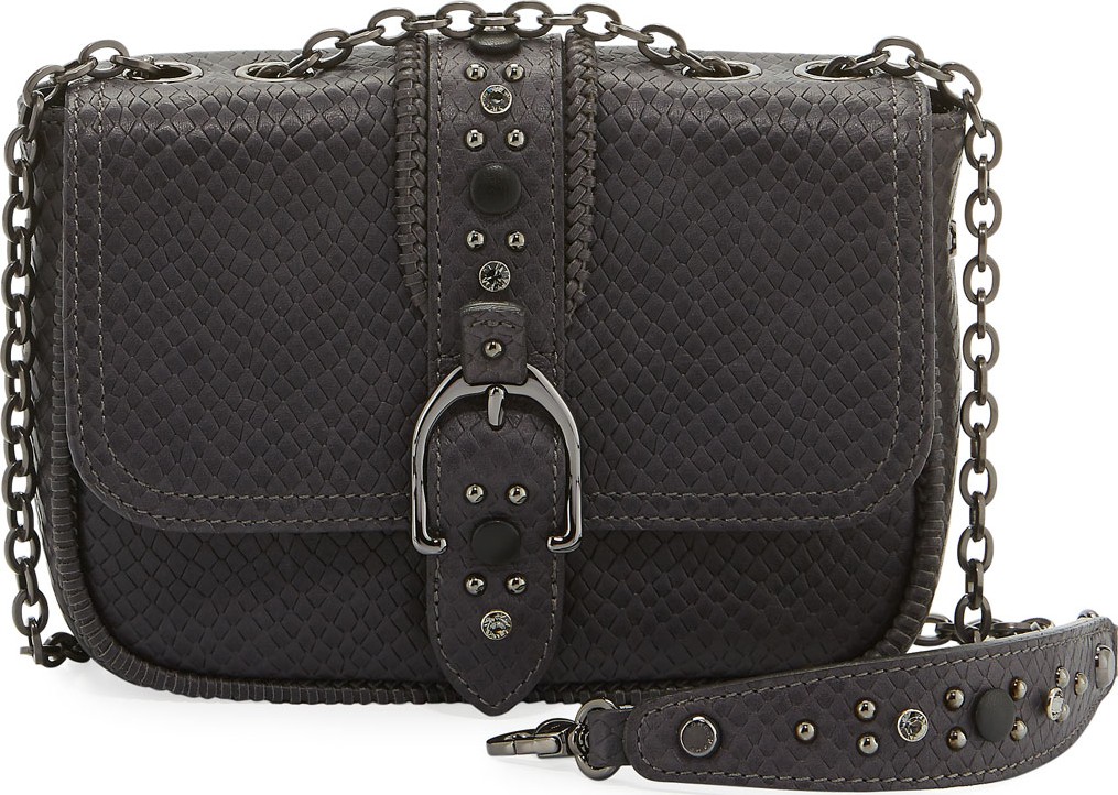 Longchamp Amazone Rock Mini Snake-Print Leather Crossbody Bag