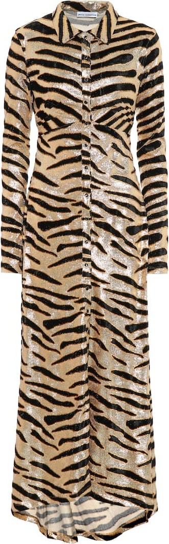 Paco Rabanne Tiger-print velvet shirtdress