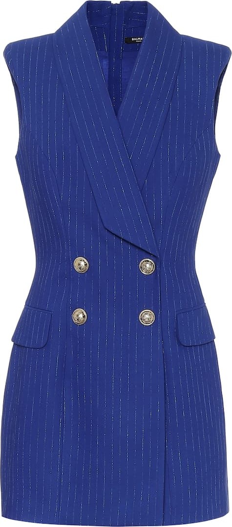 Balmain Striped metallic minidress