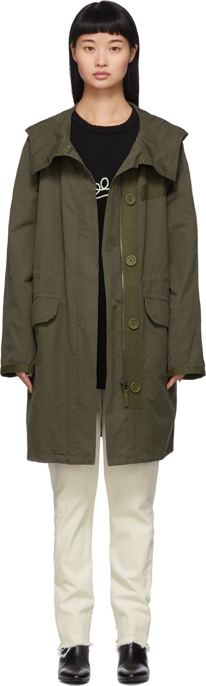 Army By Yves Salomon Khaki Cotton & Linen Parka