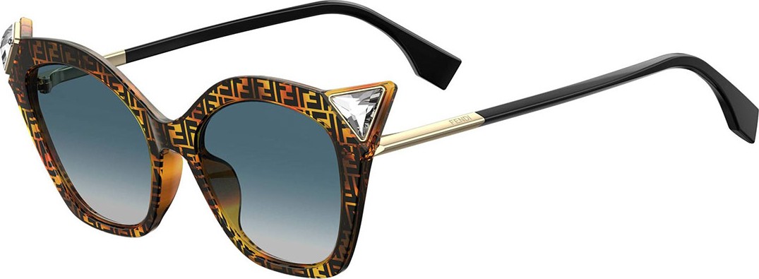Fendi Crystal-Trim FF-Print Cat-Eye Sunglasses Fendi Crystal-Trim FF-Print Cat-Eye Sunglasses