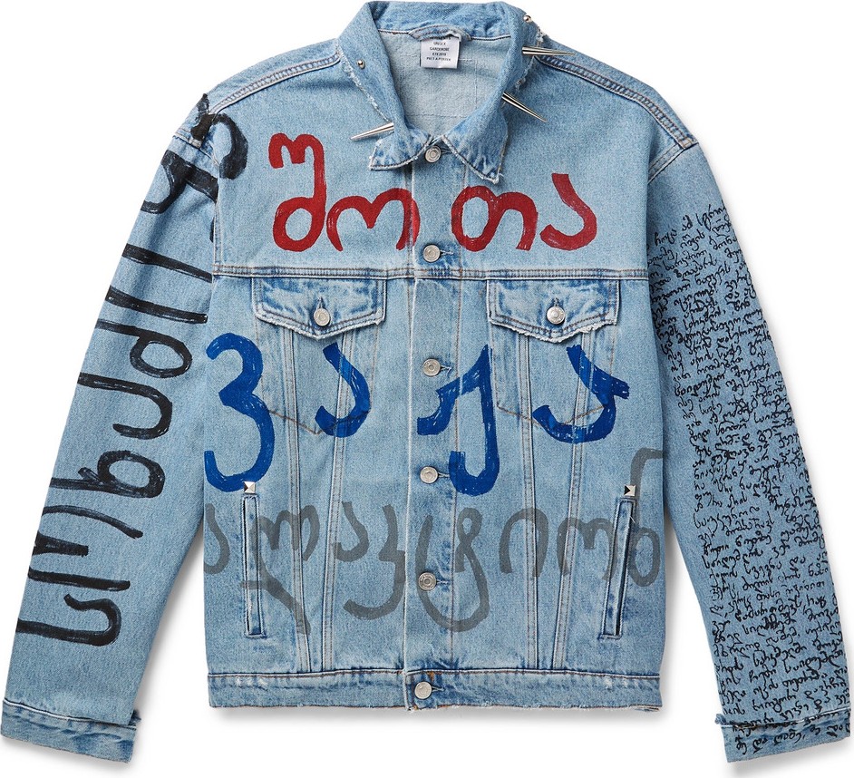 Vetements Oversized Embellished Printed Denim Jacket