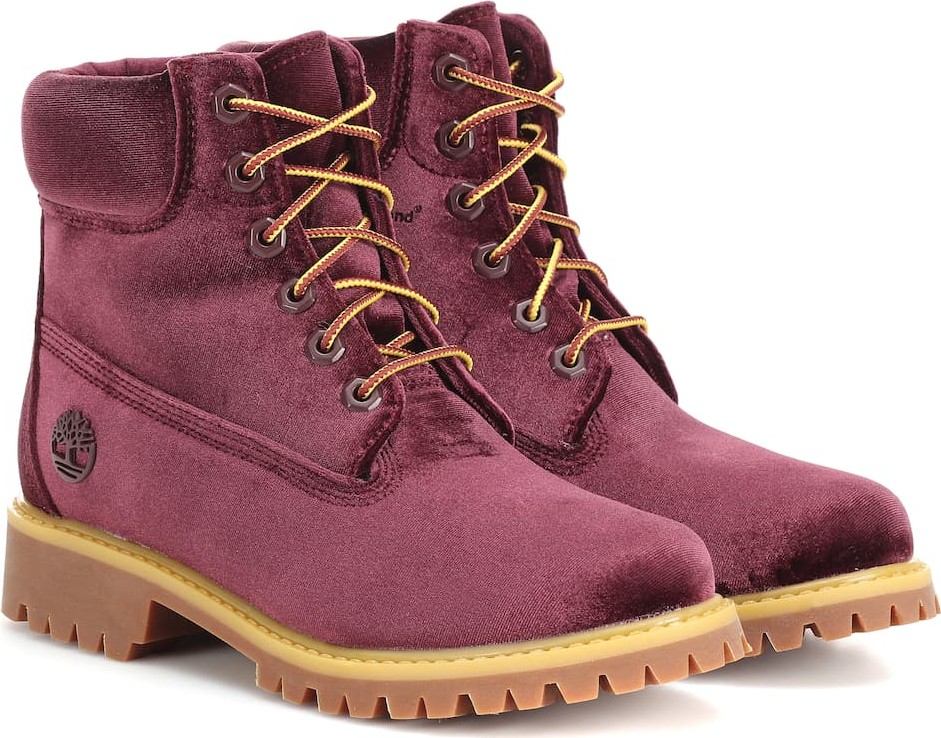 Off White x Timberland velvet ankle boots