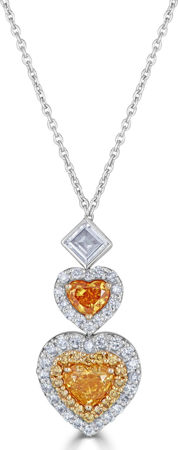 ZYDO Limoncello 18k Gold & Diamond Double-Heart Pendant