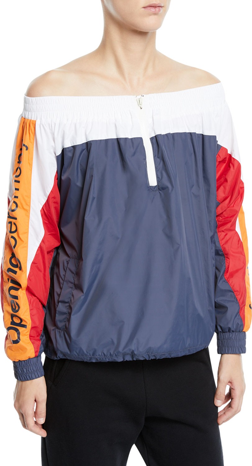 Opening Ceremony Off-Shoulder Colorblock Track Jacket