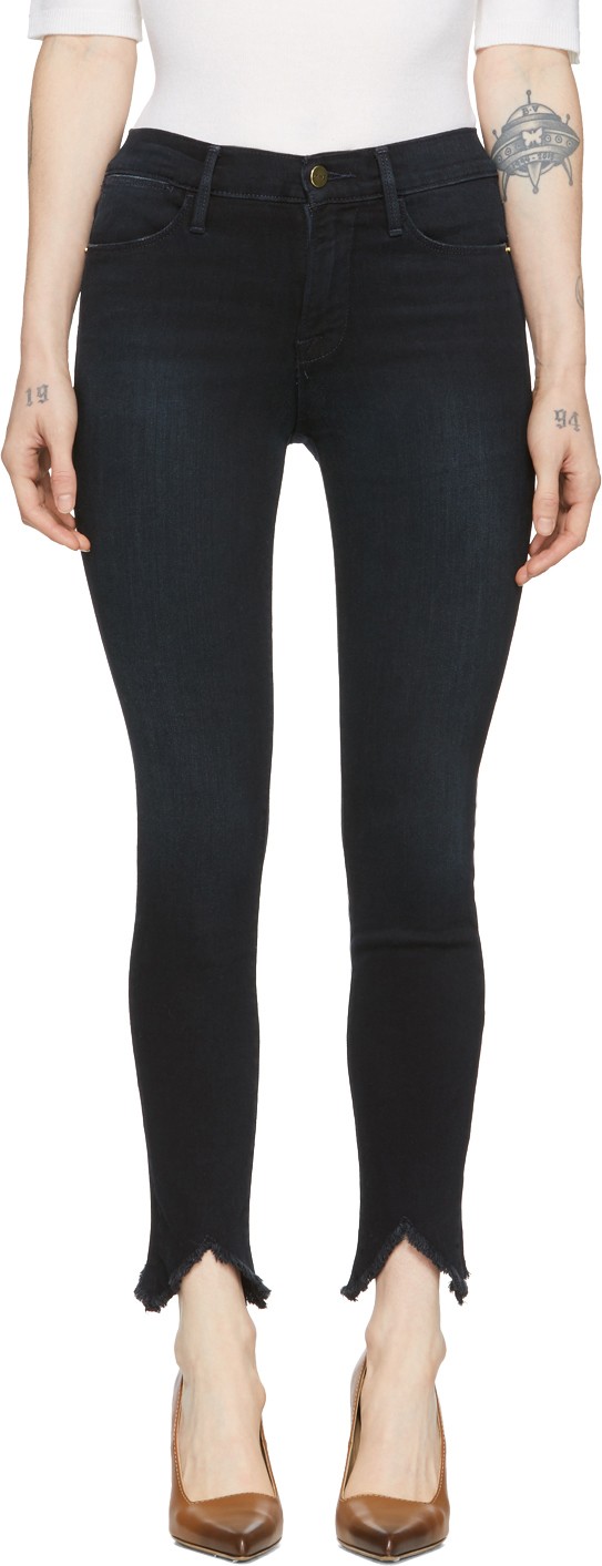 FRAME DENIM Navy 'Le High Skinny' Double Triangle Jeans FRAME DENIM Navy 'Le High Skinny' Double Triangle Jeans