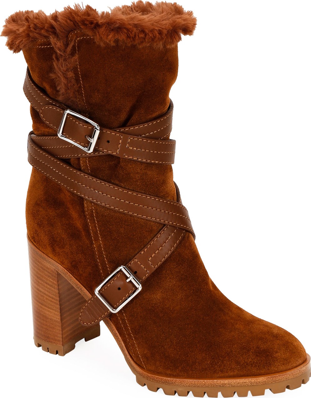 Gianvito Rossi Suede Eco Buckle Ankle Boots