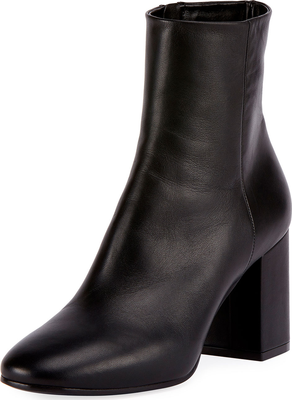 Balenciaga Leather Block-Heel Ankle Boot, Black