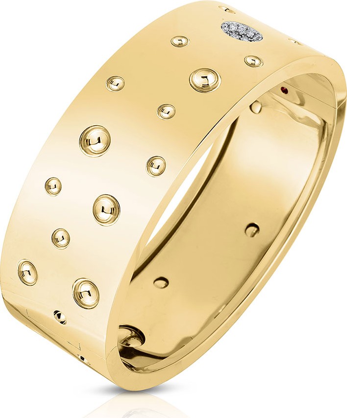 Roberto Coin Pois Moi Luna 18k Gold Diamond Wide Bangle