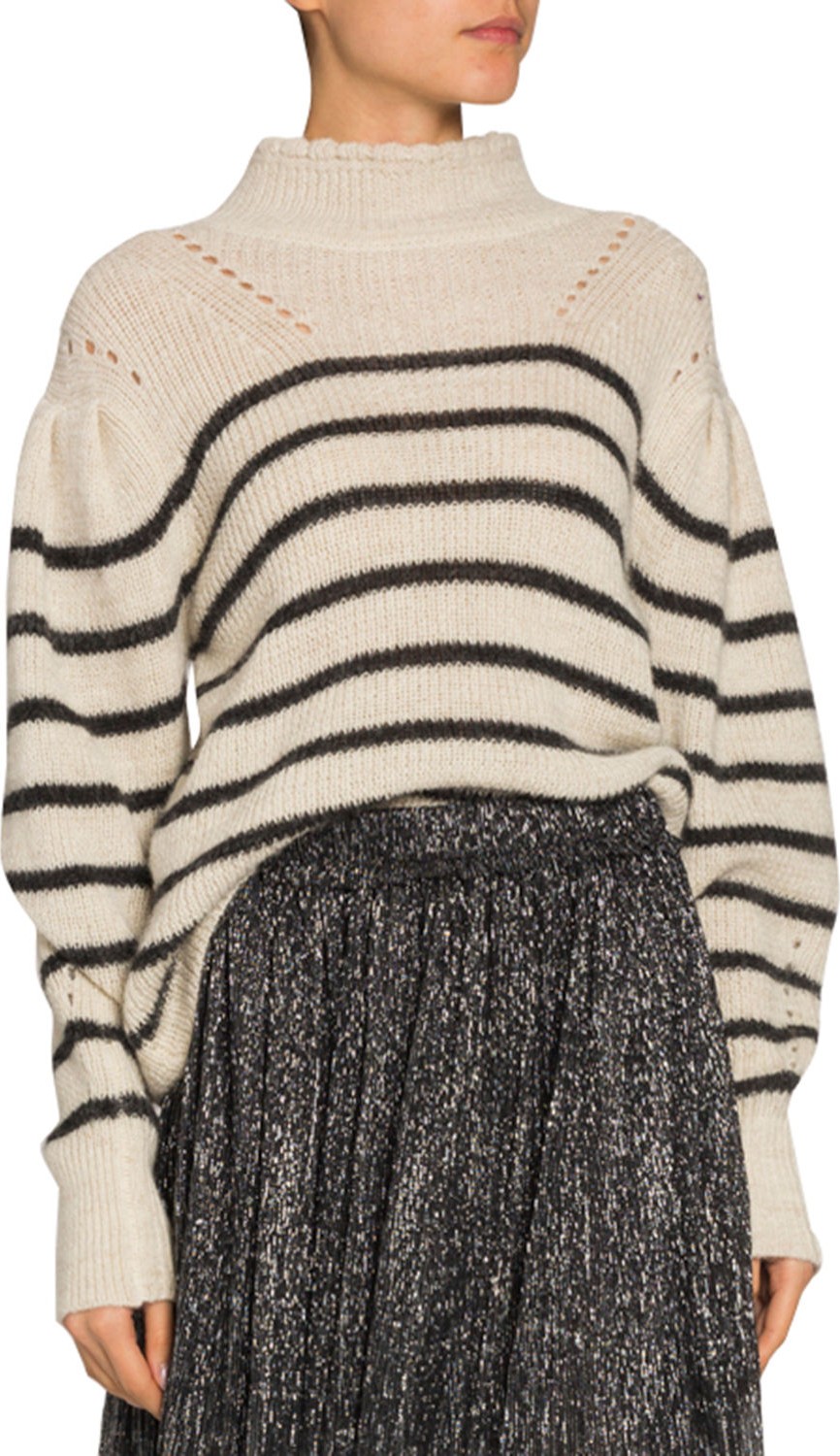 Isabel Marant Etoile Georgia Striped Drop-Shoulder Turtleneck Sweater