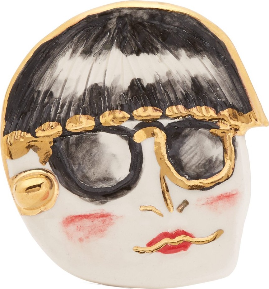 Sonia Boyajian Funny Face ceramic brooch