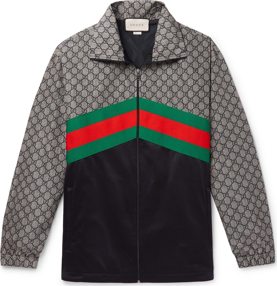 Gucci Webbing-Trimmed Logo-Print Nylon and Tech-Jersey Track Jacket