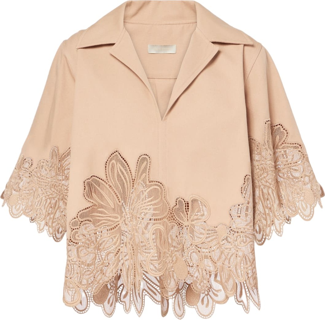 ELIE SAAB - Embroidered gabardine top