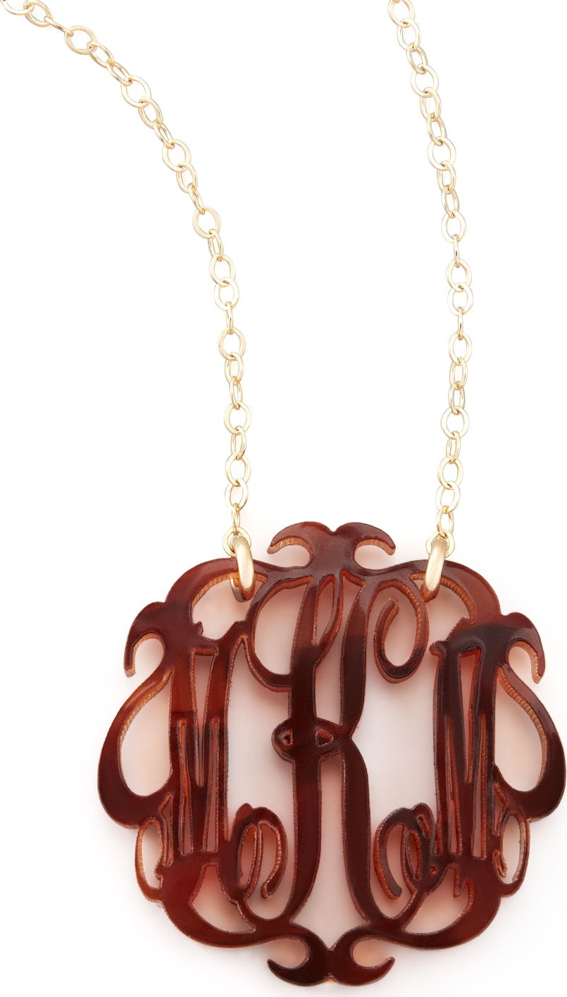 Moon and Lola Medium Acrylic Script Monogram Pendant Necklace