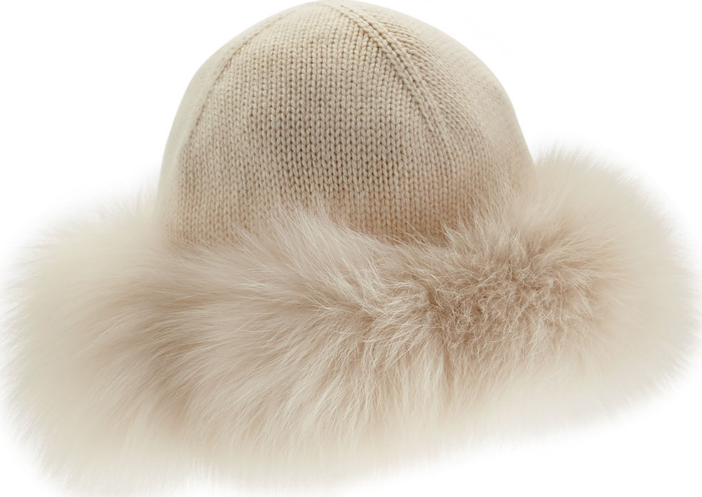 Loro Piana Cashmere & Fox-Fur Hat, Tapioca