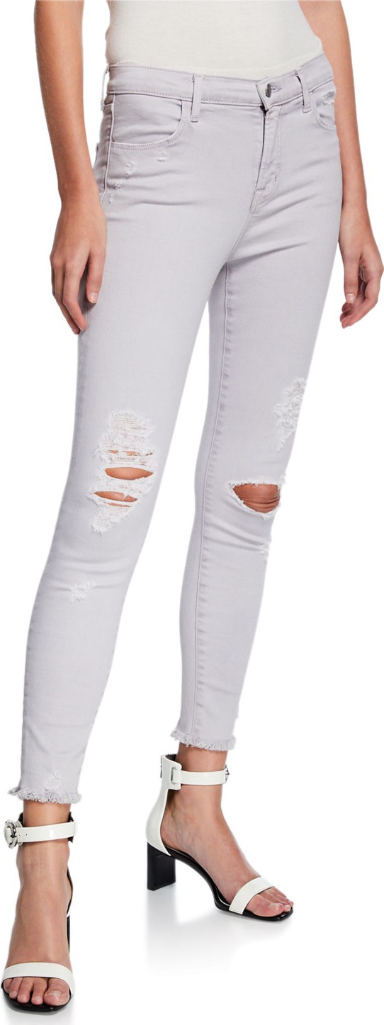 J BRAND Alana High-Rise Distressed Frayed Skinny Jeans