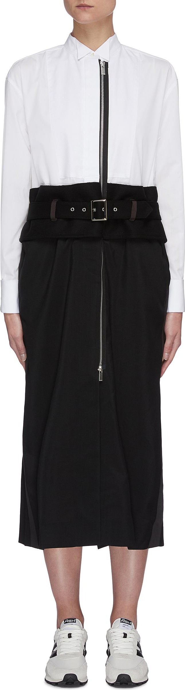 Sacai Belted suiting midi dress