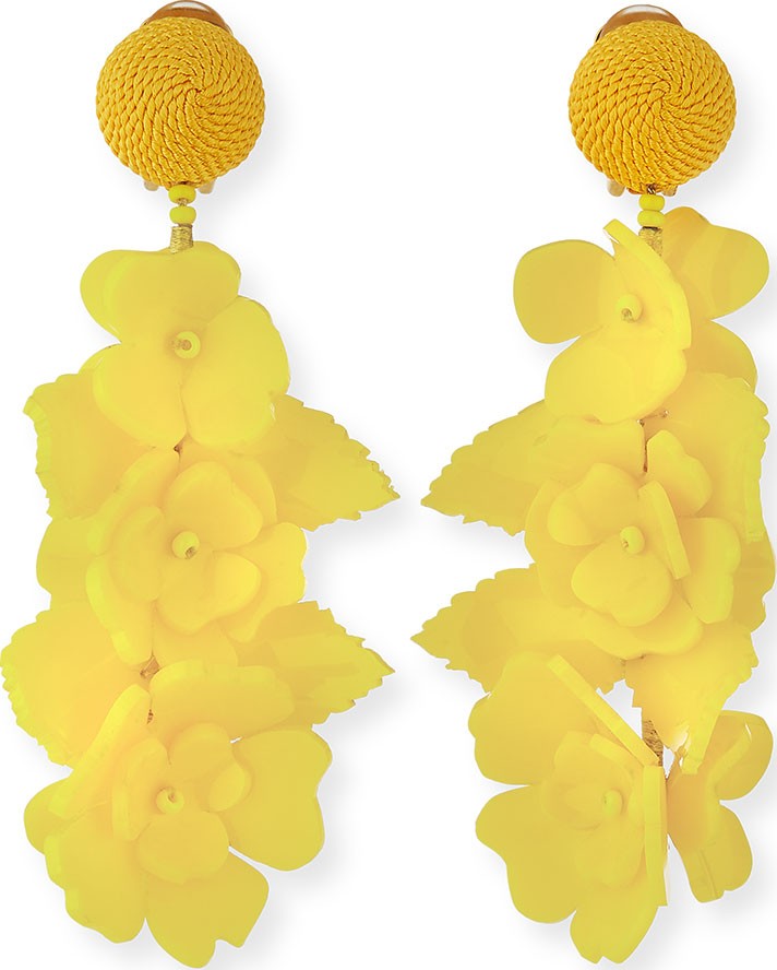Oscar De La Renta Climbing Flower Clip-On Earrings