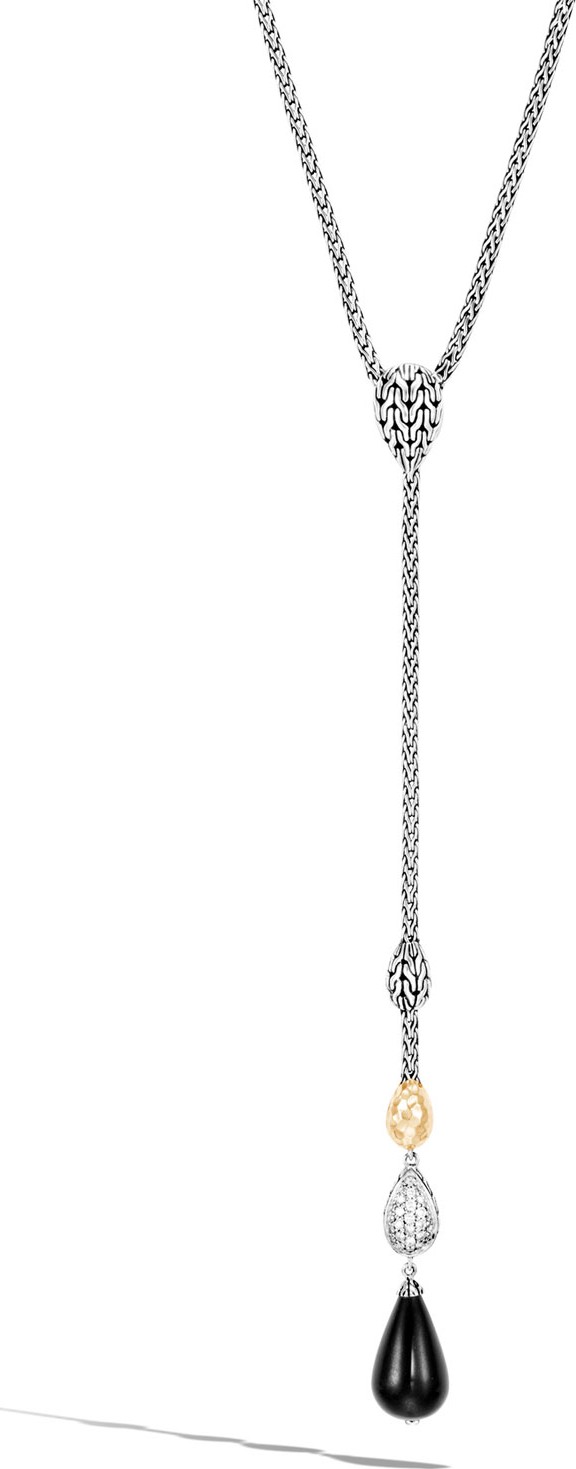John Hardy Classic Chain Y-Drop Necklace w/ 18k Gold & Diamonds