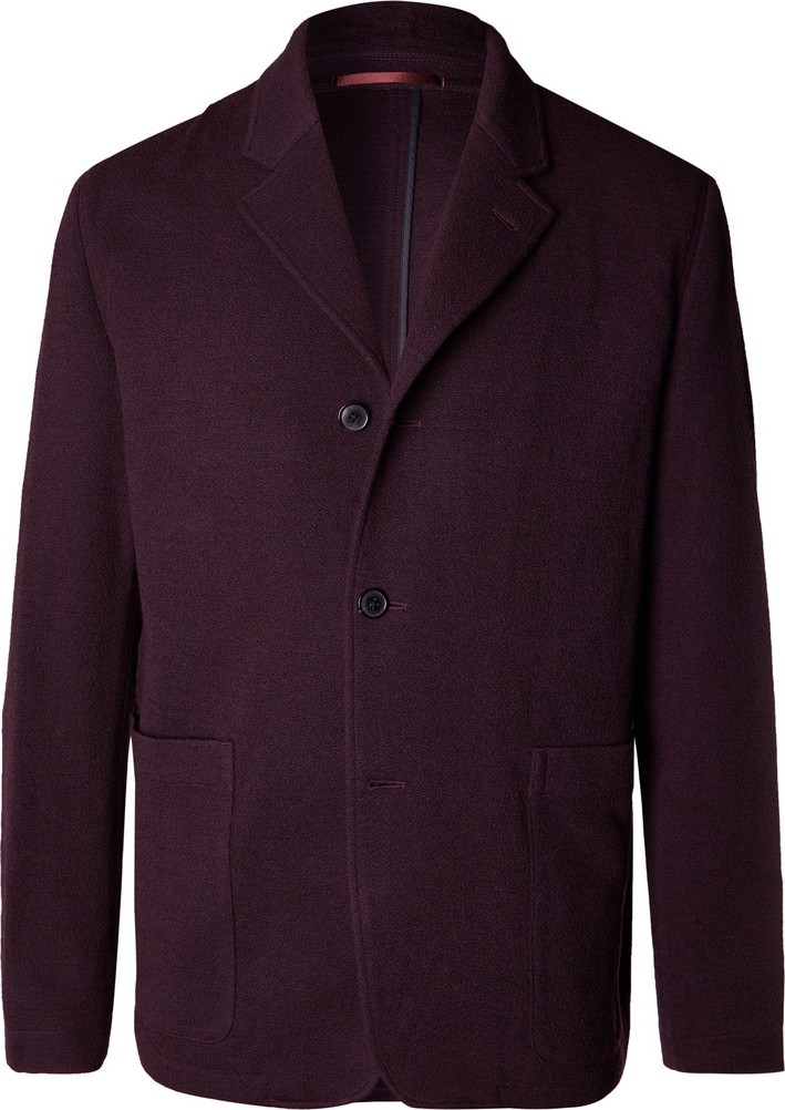 Paul Smith Burgundy Wool-Blend Bouclé Blazer