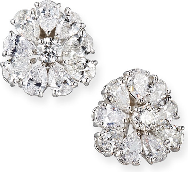 N-M Jewelry Shop Pear-Shaped Diamond Cluster Earrings