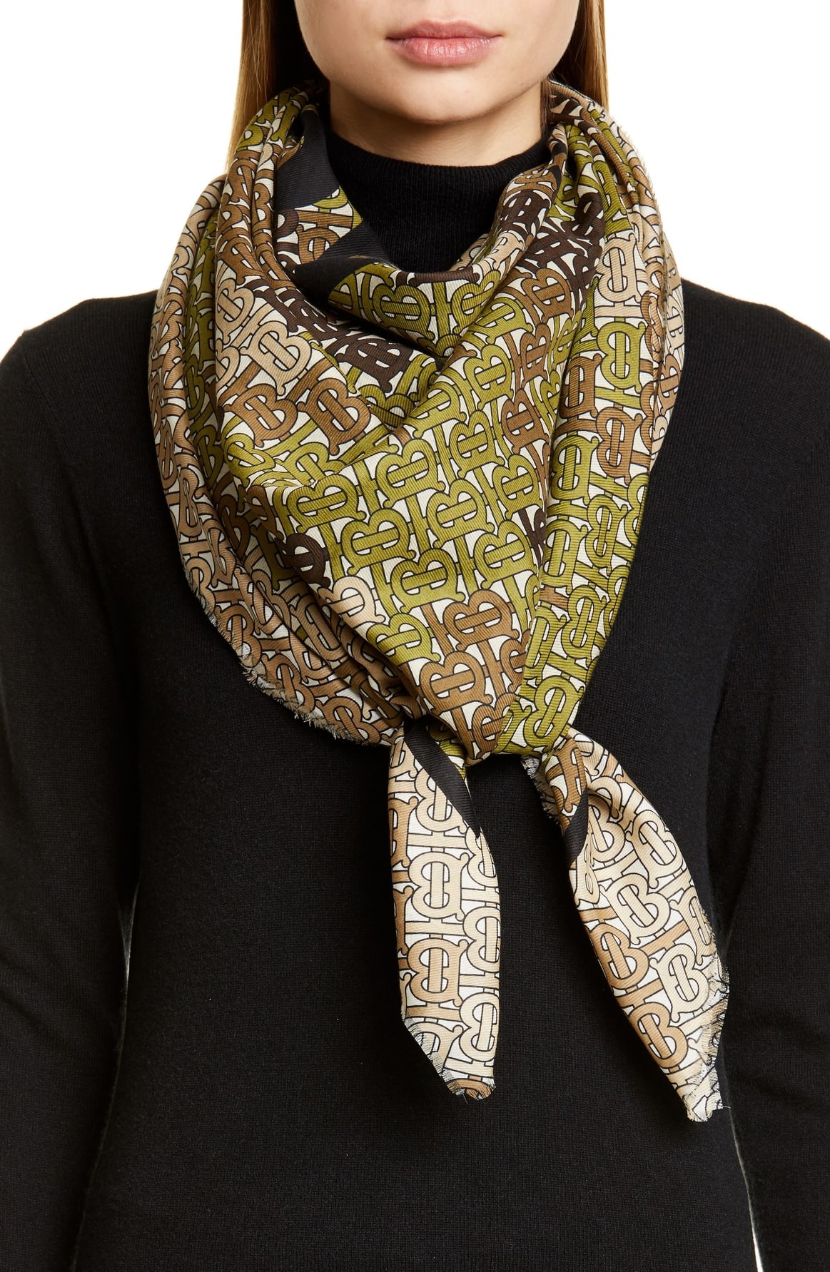 Burberry London England Monogram Camo Cotton & Silk Scarf