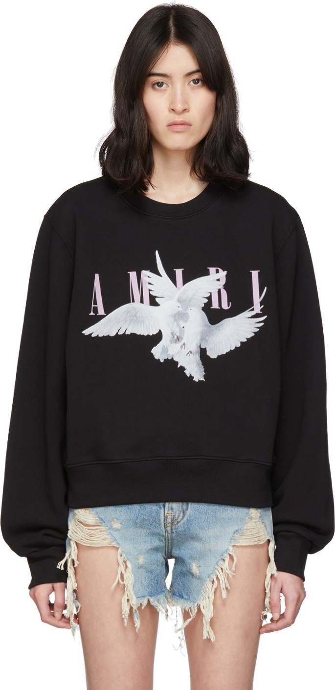 Amiri Black Logo Dual Doves Sweatshirt