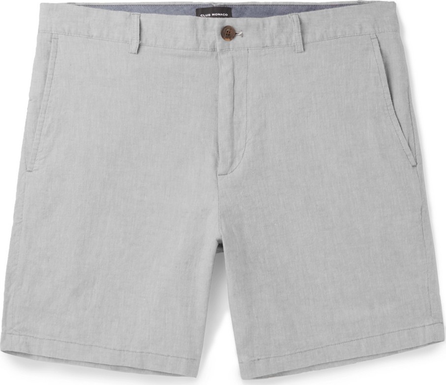Club Monaco Baxter Slim-Fit Stretch Linen and Cotton-Blend Chambray Shorts