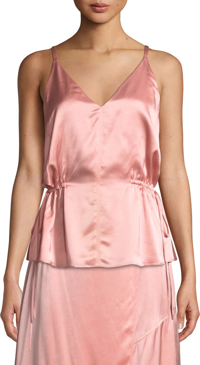 Derek Lam 10 Crosby Satin V-Neck Cami with Side Ties