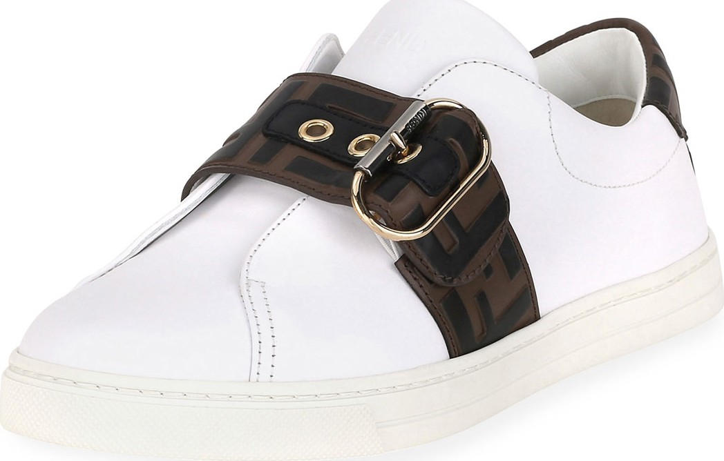 Fendi Pearland Leather Low-Top Sneakers