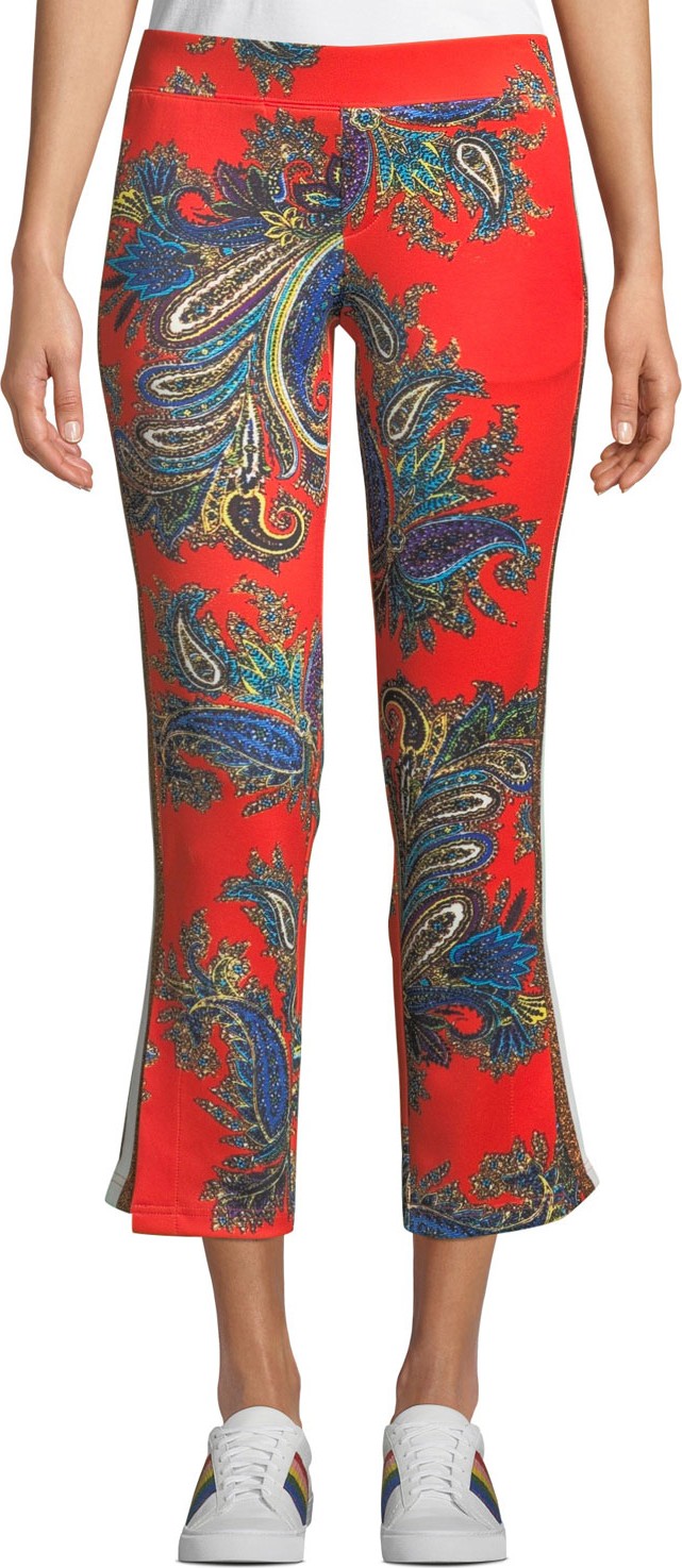 PAM & GELA Cropped Paisley Flare-Leg Track Pants
