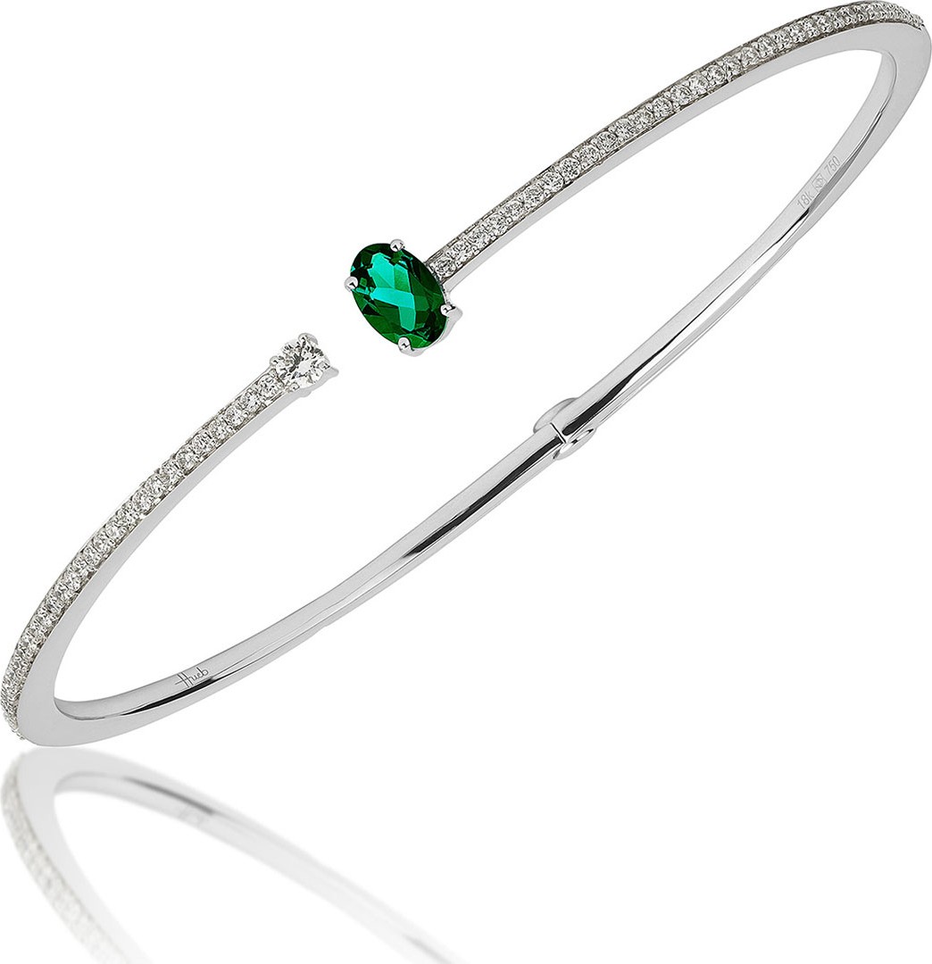 Hueb Spectrum 18k White Gold Emerald & Diamond Bracelet