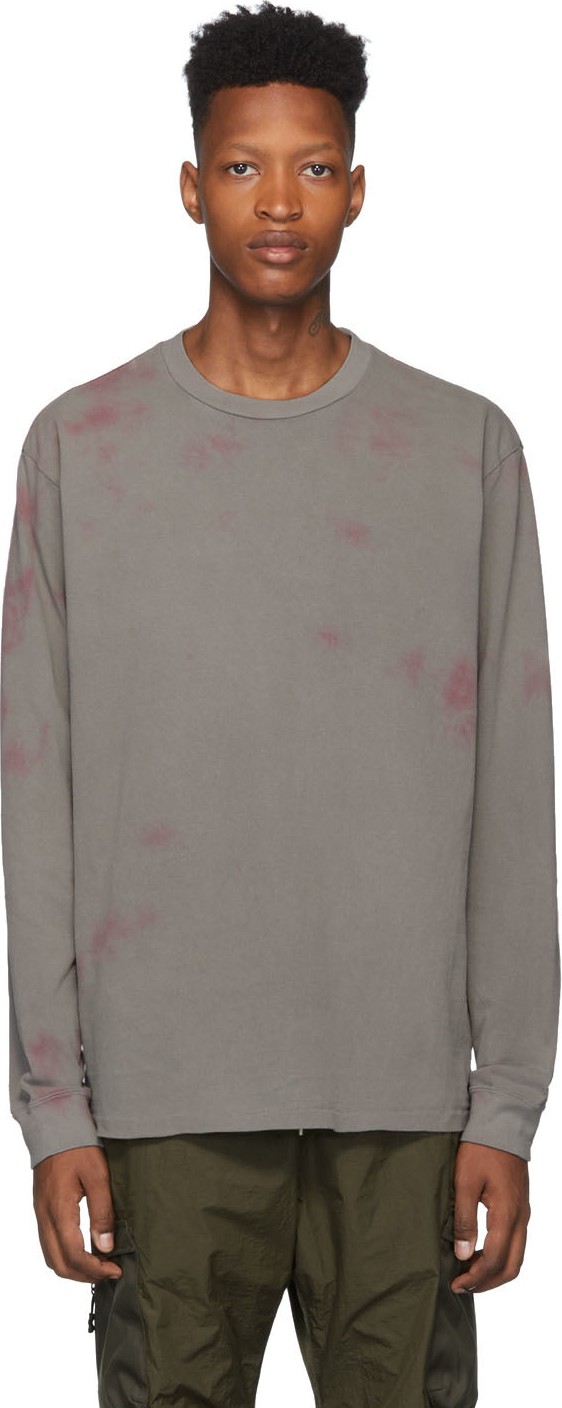 John Elliott Grey & Pink University Long Sleeve T-Shirt