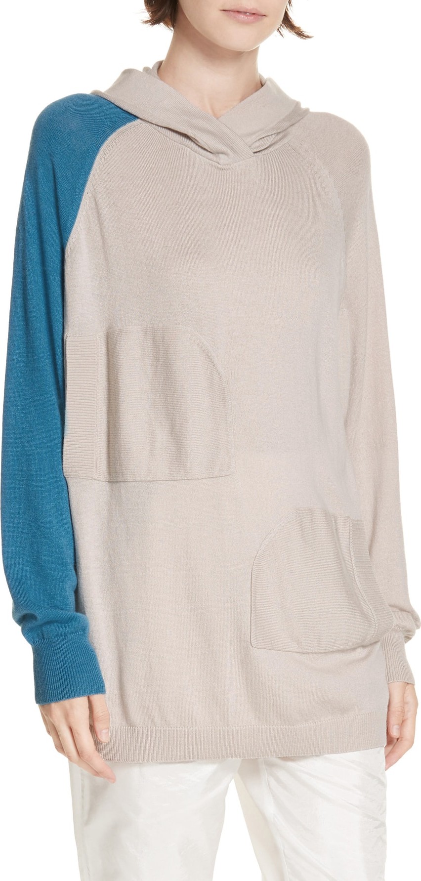 Tibi Contrast Sleeve Hoodie