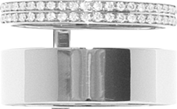 REPOSSI Berbere Module Two-Row Ring with One Row paved with Diamonds in 18K Gold