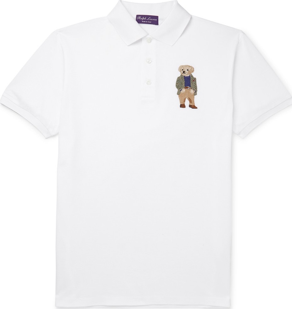 Ralph Lauren Purple Label Embroidered Cotton-Piqué Polo Shirt