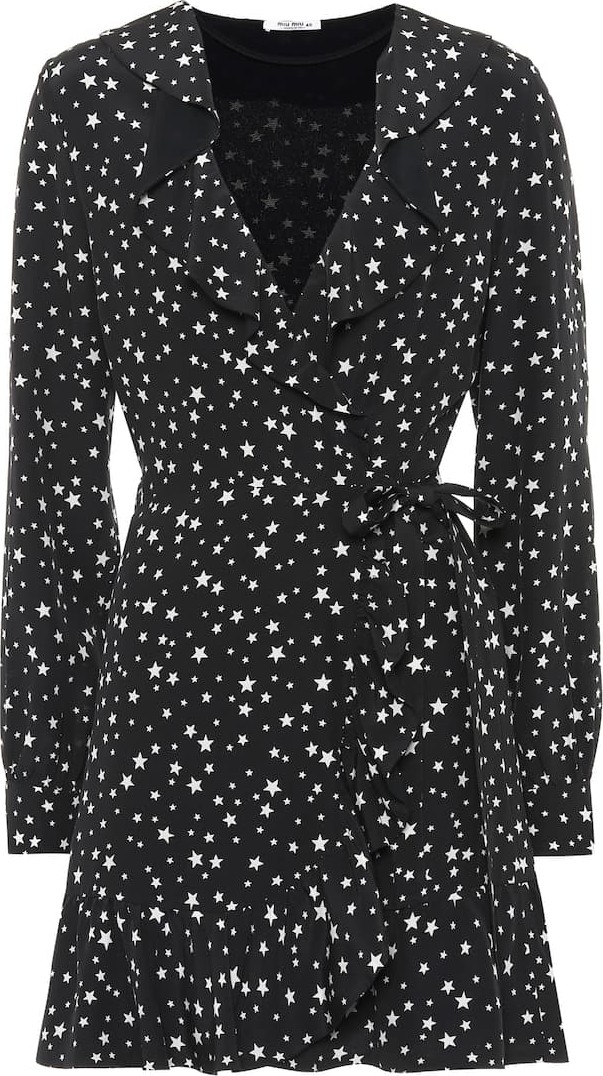 Miu Miu Star-printed silk wrap dress