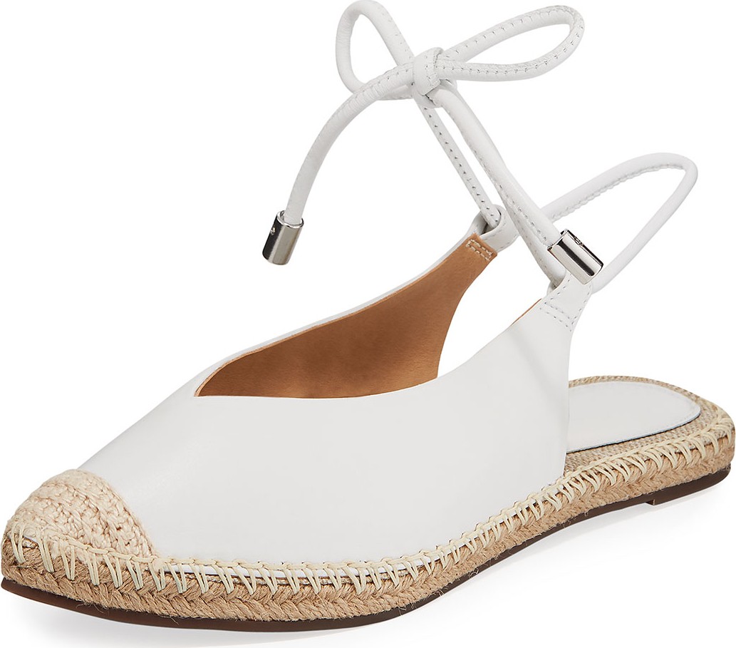 Schutz Laba Flat Leather Ankle-Tie Espadrilles