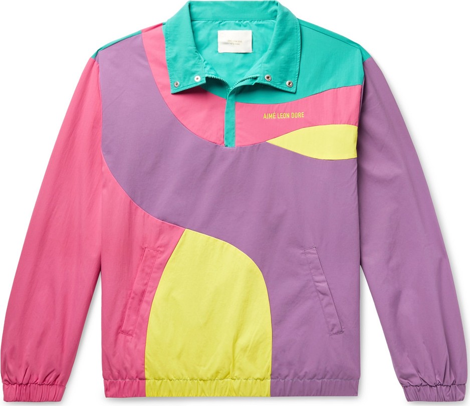 Aimé Leon Dore Logo-Embroidered Colour-Block Nylon Half-Zip Jacket